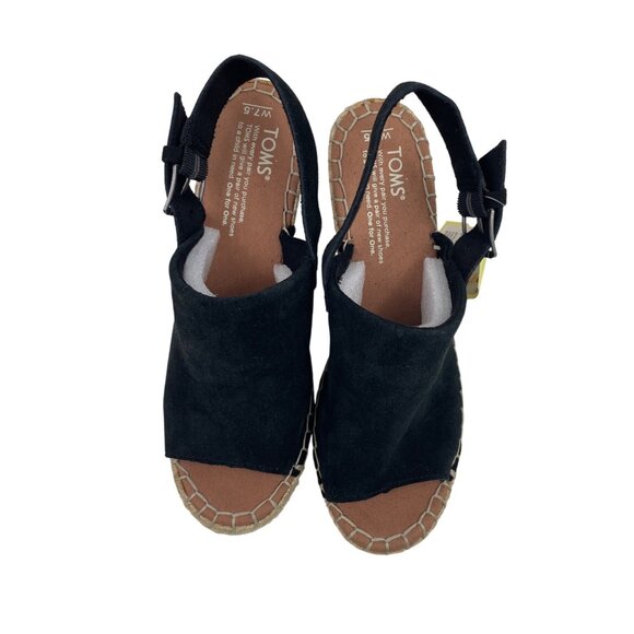 TOMS Monica Espadrille Black Wedge Sandals Womens Size 7.5 - Picture 4 of 13